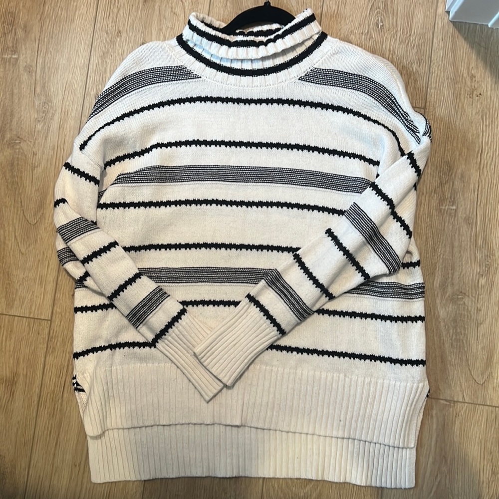 Loft Stripe Funnel Neck Sweater